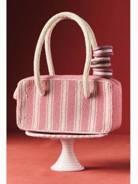 NWT Anthropologie Pink Beaded Box Bag